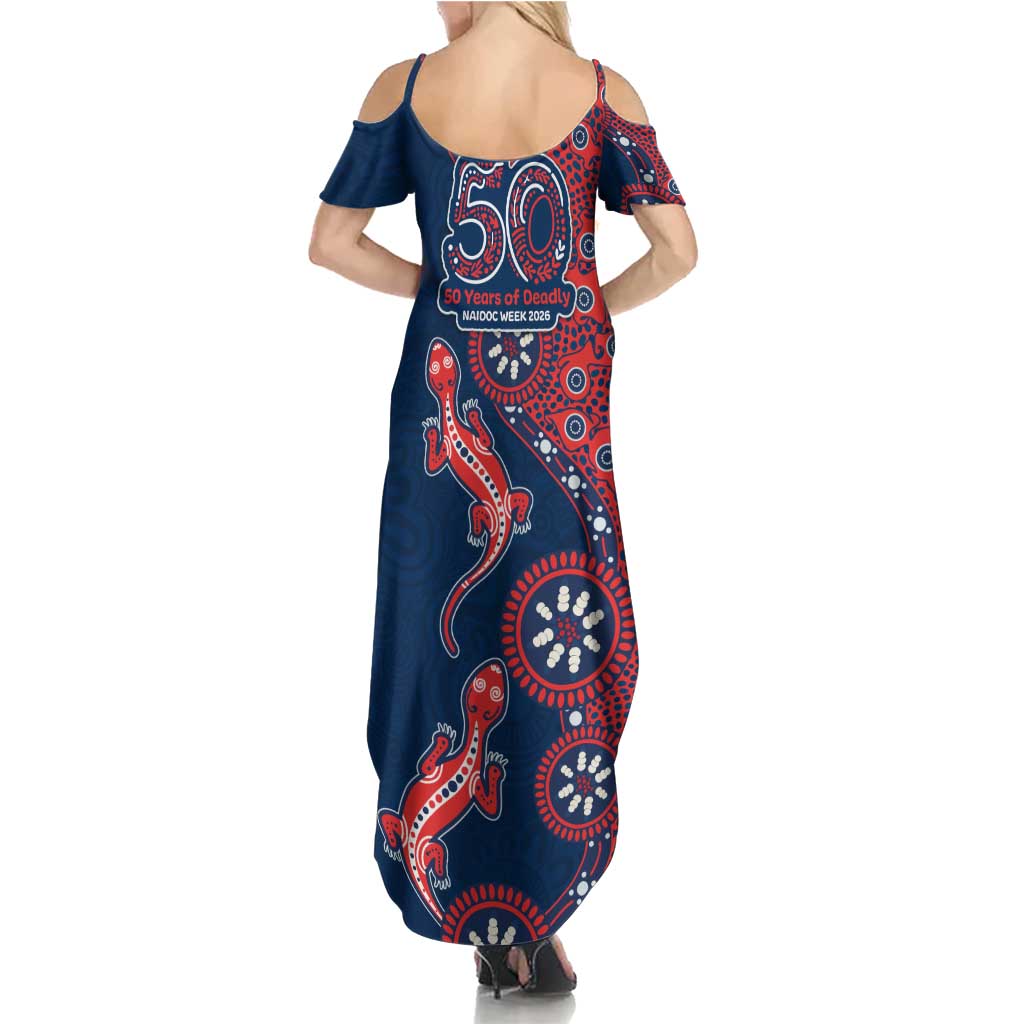 Sydney Roosters NAIDOC Week 2026 Family Matching Summer Maxi Dress and Hawaiian Shirt Aboriginal Lizard Dot Painting - 50 Years of Deadly