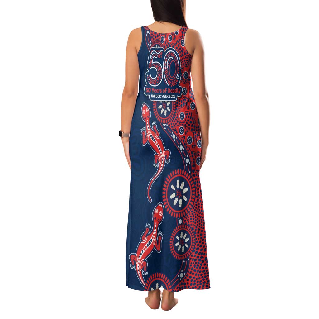 Sydney Roosters NAIDOC Week 2026 Family Matching Tank Maxi Dress and Hawaiian Shirt Aboriginal Lizard Dot Painting - 50 Years of Deadly