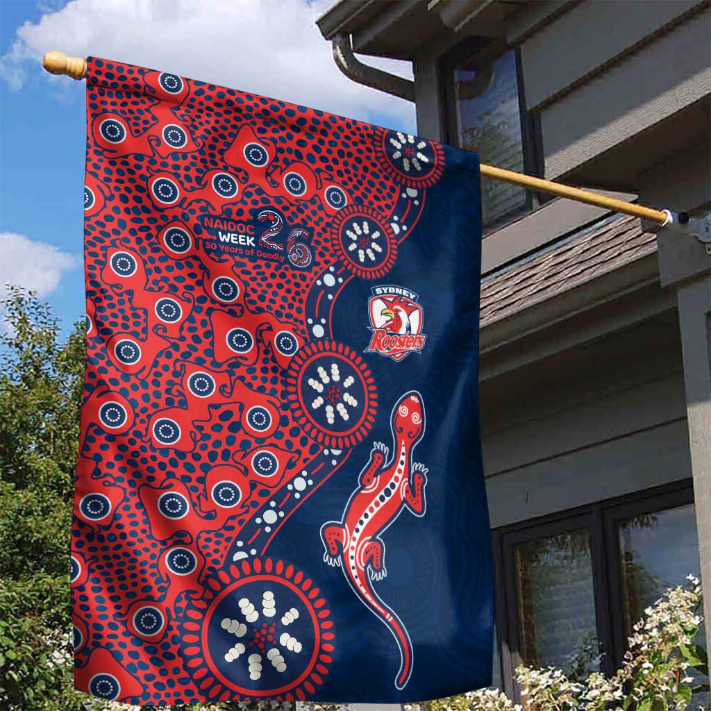 Sydney Roosters NAIDOC Week 2026 Garden Flag Aboriginal Lizard Dot Painting - 50 Years of Deadly