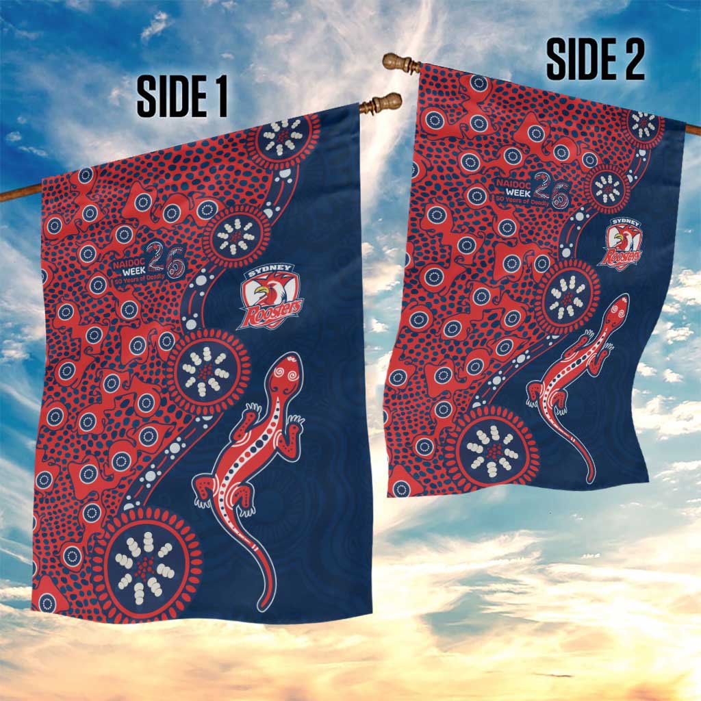 Sydney Roosters NAIDOC Week 2026 Garden Flag Aboriginal Lizard Dot Painting - 50 Years of Deadly