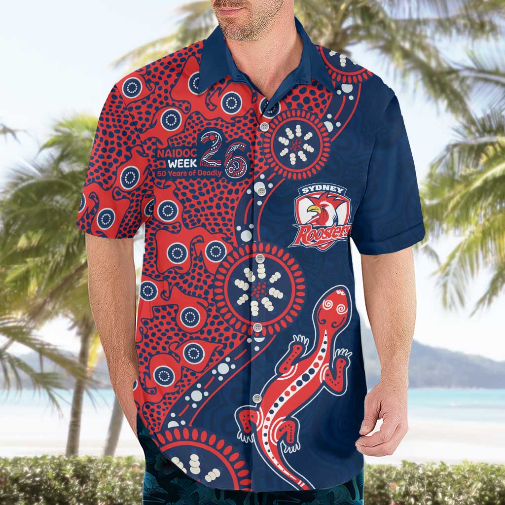 Sydney Roosters NAIDOC Week 2026 Hawaiian Shirt Aboriginal Lizard Dot Painting - 50 Years of Deadly