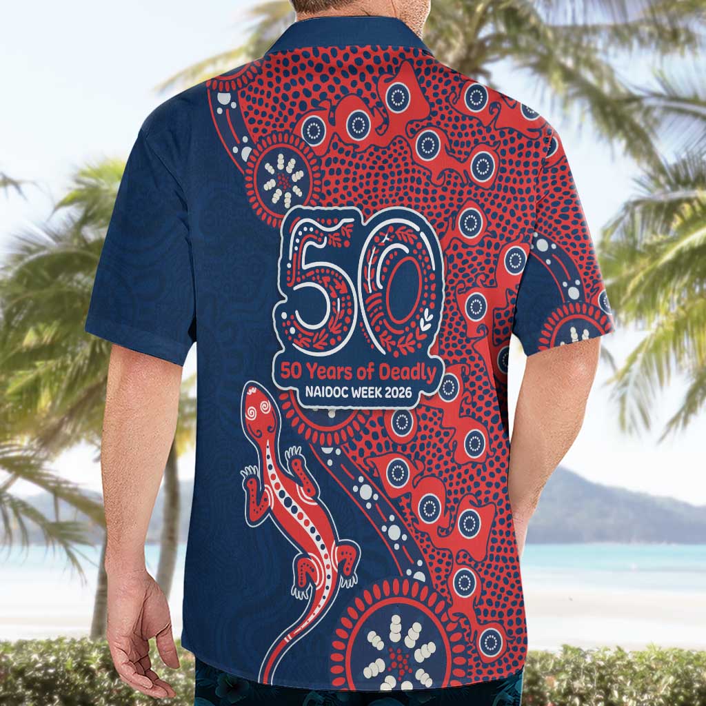 Sydney Roosters NAIDOC Week 2026 Hawaiian Shirt Aboriginal Lizard Dot Painting - 50 Years of Deadly