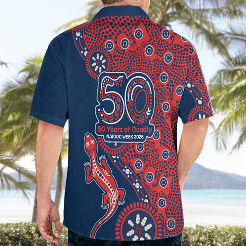 Sydney Roosters NAIDOC Week 2026 Hawaiian Shirt Aboriginal Lizard Dot Painting - 50 Years of Deadly