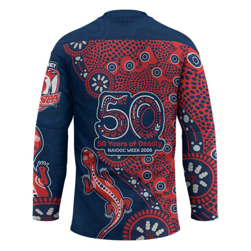 Sydney Roosters NAIDOC Week 2026 Hockey Jersey Aboriginal Lizard Dot Painting - 50 Years of Deadly