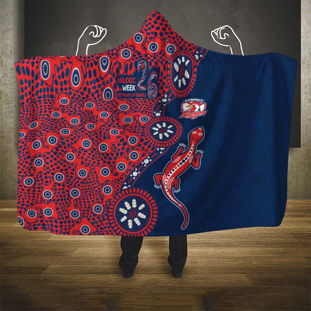 Sydney Roosters NAIDOC Week 2026 Hooded Blanket Aboriginal Lizard Dot Painting - 50 Years of Deadly