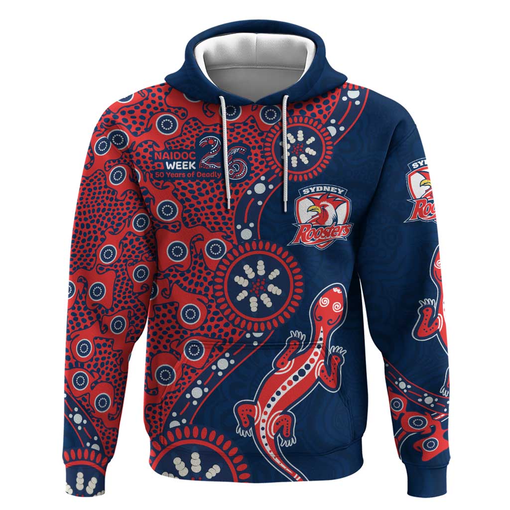Sydney Roosters NAIDOC Week 2026 Hoodie Aboriginal Lizard Dot Painting - 50 Years of Deadly