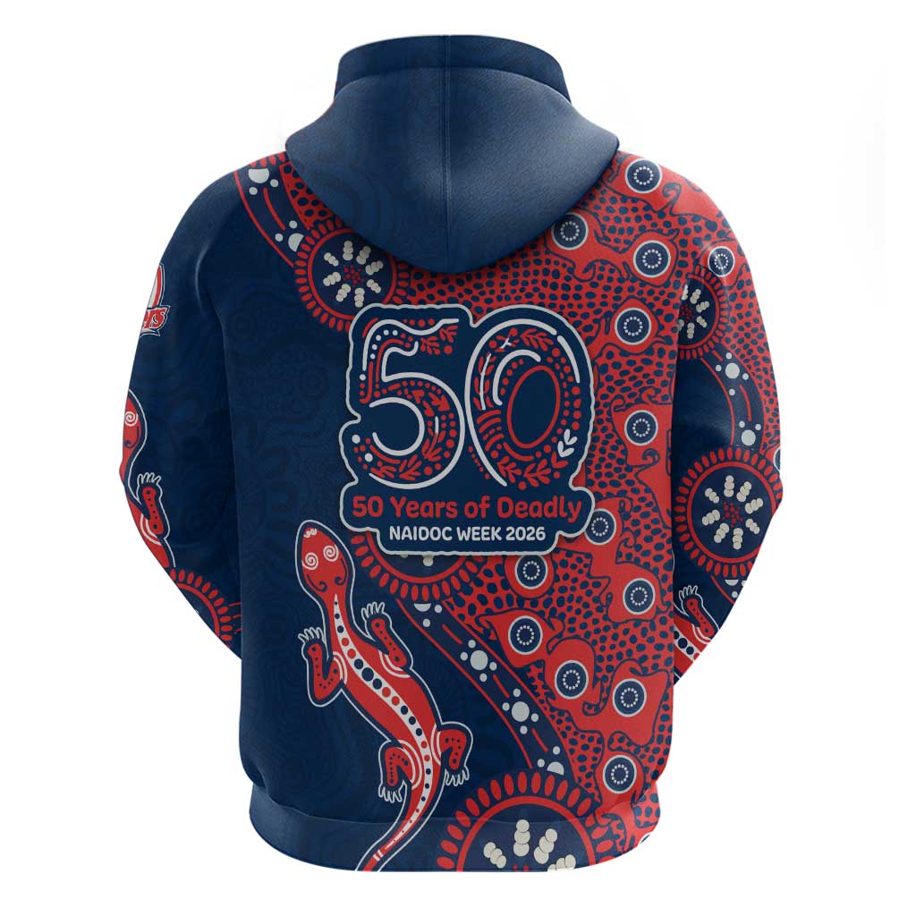Sydney Roosters NAIDOC Week 2026 Hoodie Aboriginal Lizard Dot Painting - 50 Years of Deadly