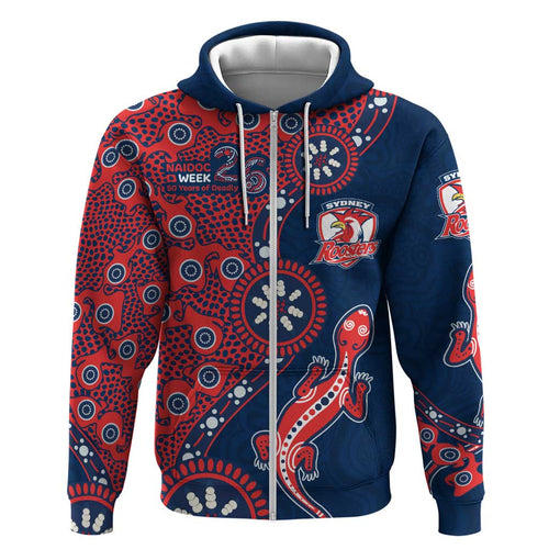 Sydney Roosters NAIDOC Week 2026 Hoodie Aboriginal Lizard Dot Painting - 50 Years of Deadly