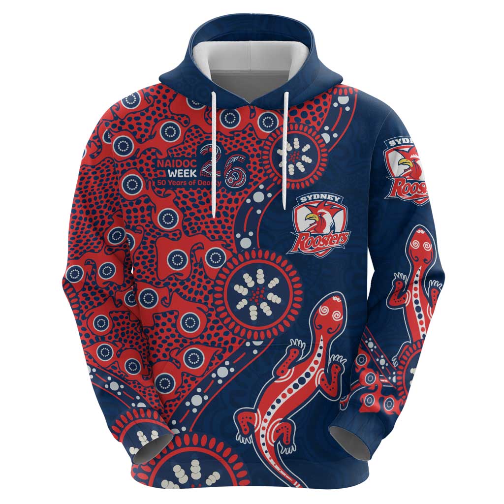 Sydney Roosters NAIDOC Week 2026 Hoodie Aboriginal Lizard Dot Painting - 50 Years of Deadly