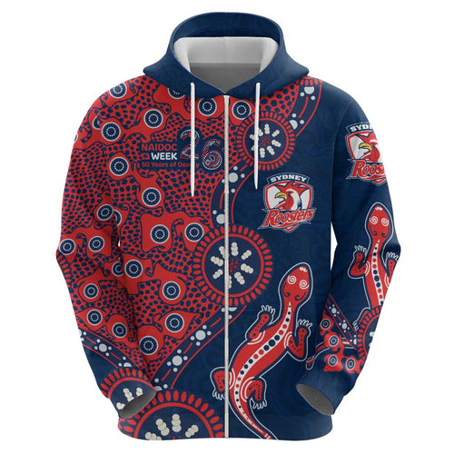 Sydney Roosters NAIDOC Week 2026 Hoodie Aboriginal Lizard Dot Painting - 50 Years of Deadly
