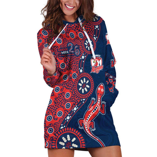 Sydney Roosters NAIDOC Week 2026 Hoodie Dress Aboriginal Lizard Dot Painting - 50 Years of Deadly