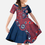 Sydney Roosters NAIDOC Week 2026 Kid Short Sleeve Dress Aboriginal Lizard Dot Painting - 50 Years of Deadly