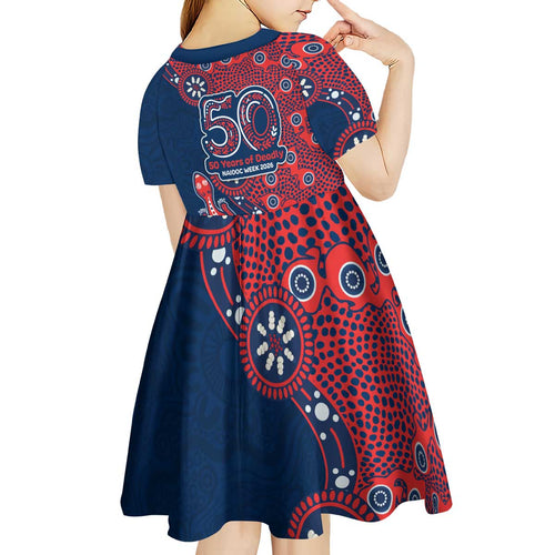 Sydney Roosters NAIDOC Week 2026 Kid Short Sleeve Dress Aboriginal Lizard Dot Painting - 50 Years of Deadly