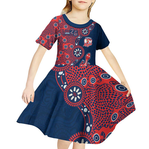 Sydney Roosters NAIDOC Week 2026 Kid Short Sleeve Dress Aboriginal Lizard Dot Painting - 50 Years of Deadly