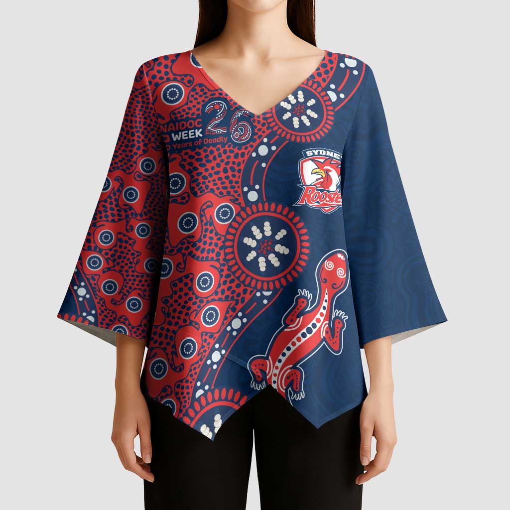 Sydney Roosters NAIDOC Week 2026 Kimono Sleeve Blouse Aboriginal Lizard Dot Painting - 50 Years of Deadly