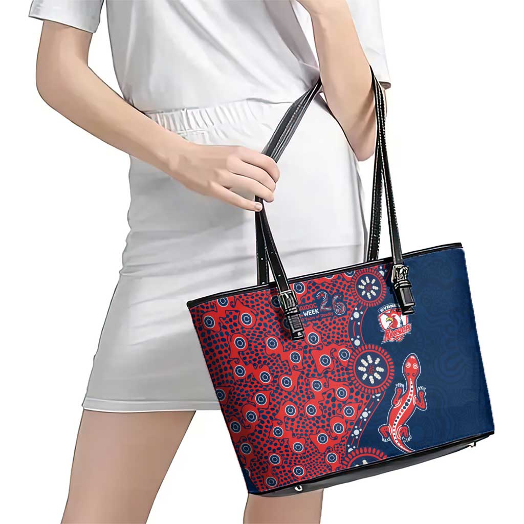 Sydney Roosters NAIDOC Week 2026 Leather Tote Bag Aboriginal Lizard Dot Painting - 50 Years of Deadly