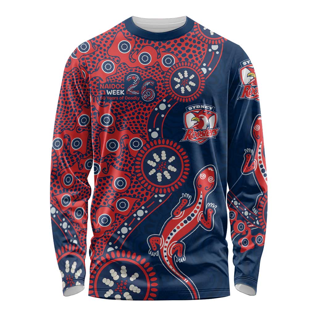 Sydney Roosters NAIDOC Week 2026 Long Sleeve Shirt Aboriginal Lizard Dot Painting - 50 Years of Deadly