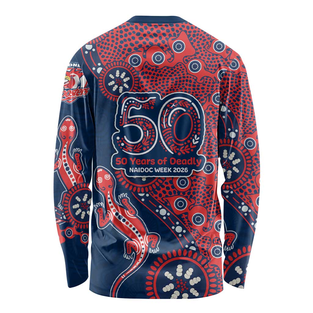 Sydney Roosters NAIDOC Week 2026 Long Sleeve Shirt Aboriginal Lizard Dot Painting - 50 Years of Deadly