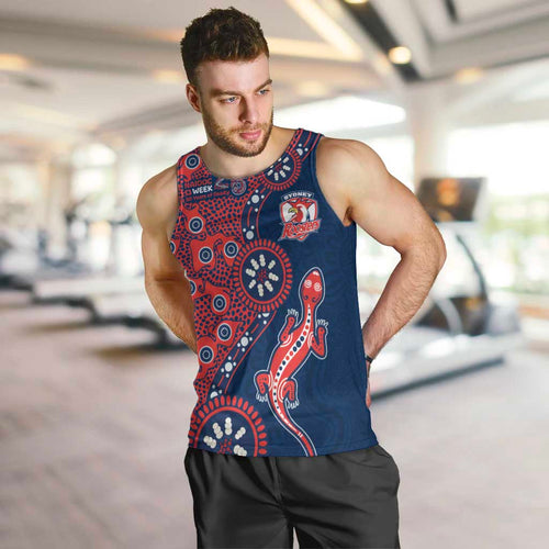 Sydney Roosters NAIDOC Week 2026 Men Tank Top Aboriginal Lizard Dot Painting - 50 Years of Deadly
