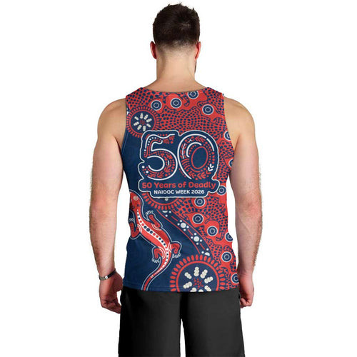 Sydney Roosters NAIDOC Week 2026 Men Tank Top Aboriginal Lizard Dot Painting - 50 Years of Deadly
