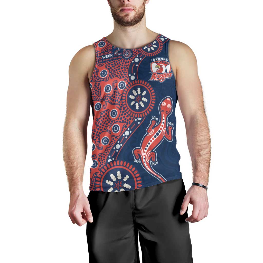 Sydney Roosters NAIDOC Week 2026 Men Tank Top Aboriginal Lizard Dot Painting - 50 Years of Deadly