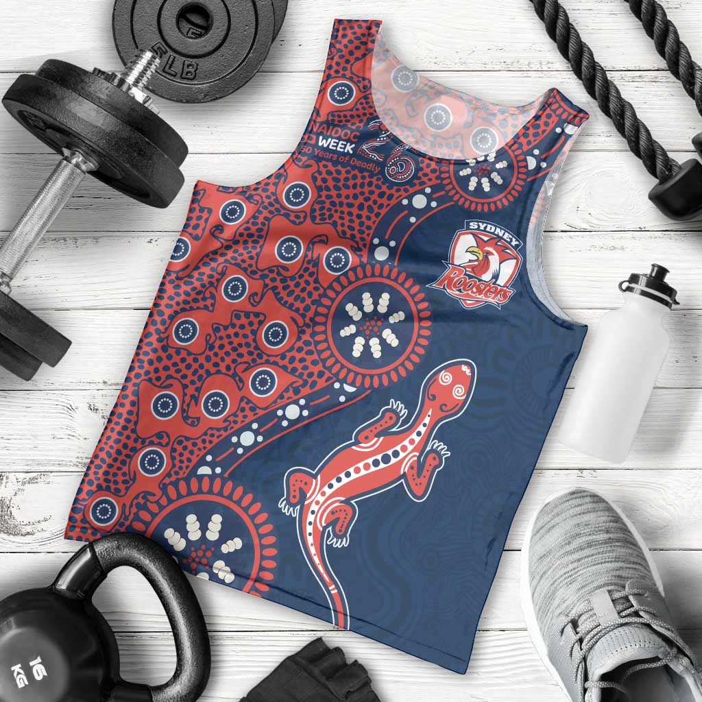 Sydney Roosters NAIDOC Week 2026 Men Tank Top Aboriginal Lizard Dot Painting - 50 Years of Deadly