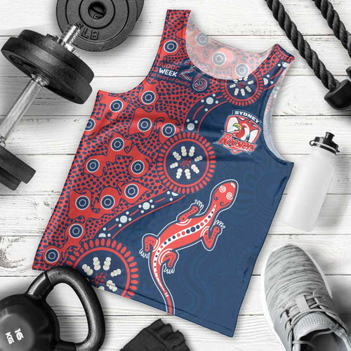 Sydney Roosters NAIDOC Week 2026 Men Tank Top Aboriginal Lizard Dot Painting - 50 Years of Deadly