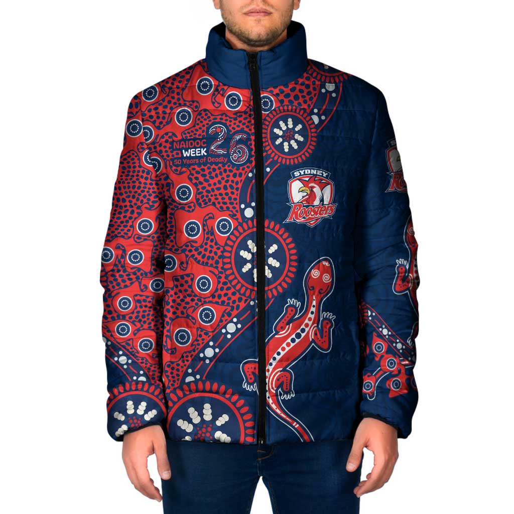 Sydney Roosters NAIDOC Week 2026 Padded Jacket Aboriginal Lizard Dot Painting - 50 Years of Deadly