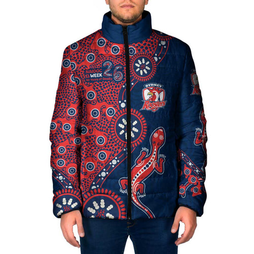 Sydney Roosters NAIDOC Week 2026 Padded Jacket Aboriginal Lizard Dot Painting - 50 Years of Deadly