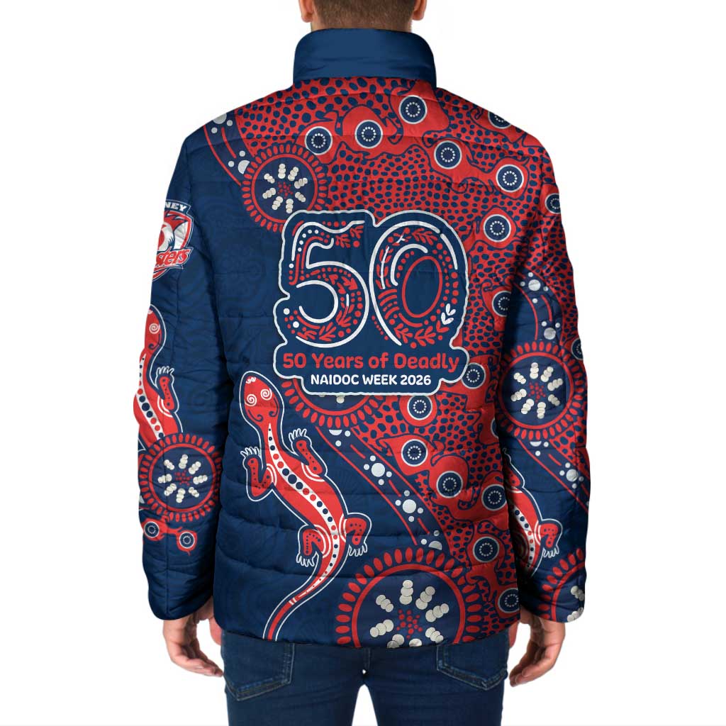Sydney Roosters NAIDOC Week 2026 Padded Jacket Aboriginal Lizard Dot Painting - 50 Years of Deadly