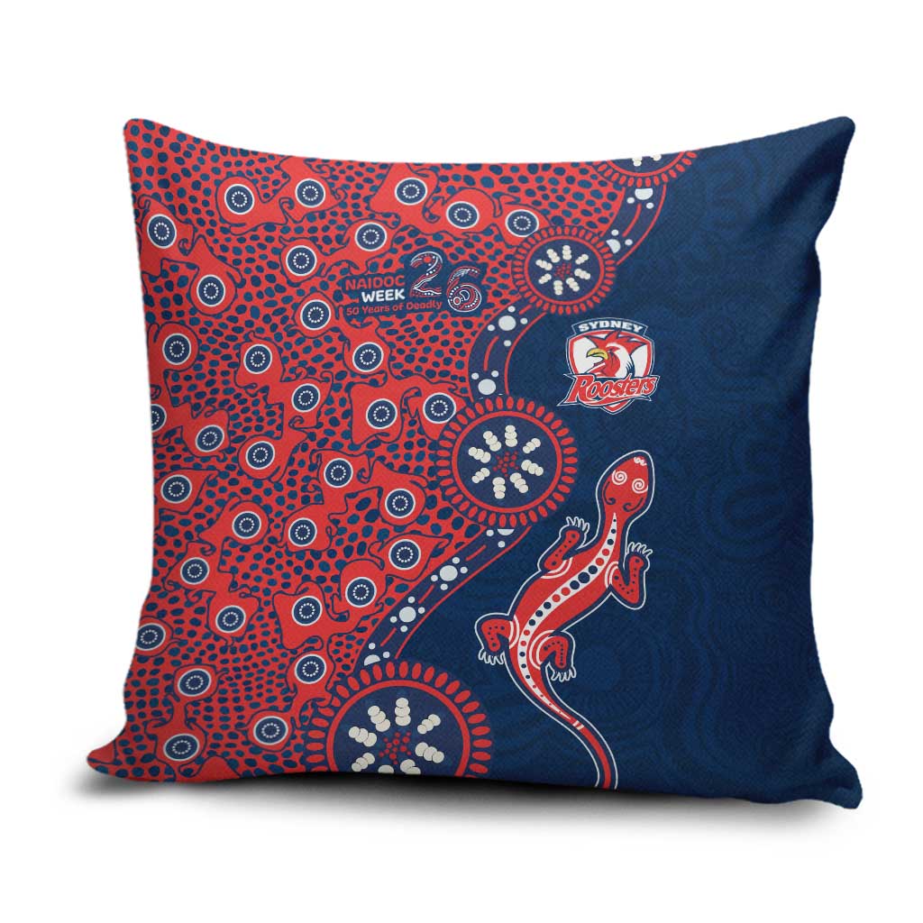 Sydney Roosters NAIDOC Week 2026 Pillow Cover Aboriginal Lizard Dot Painting - 50 Years of Deadly
