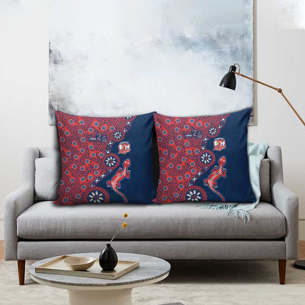 Sydney Roosters NAIDOC Week 2026 Pillow Cover Aboriginal Lizard Dot Painting - 50 Years of Deadly