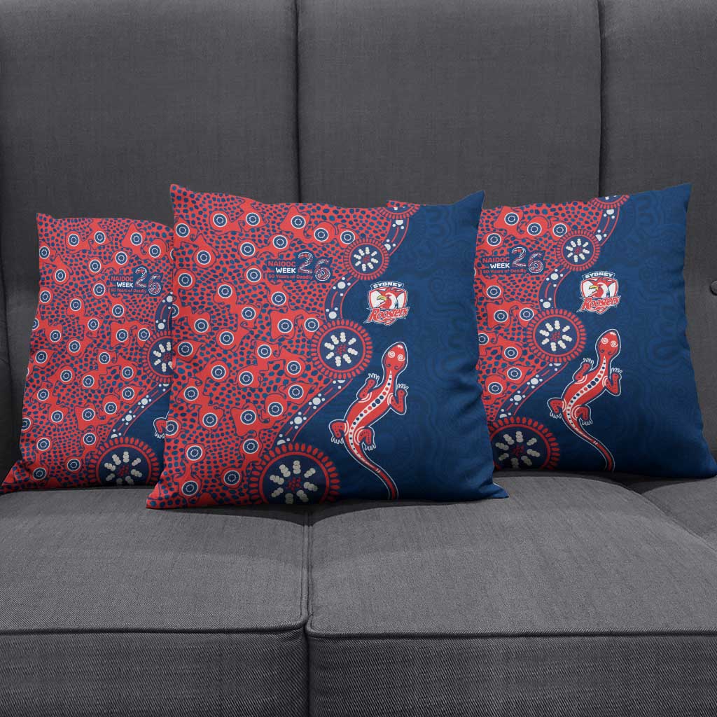 Sydney Roosters NAIDOC Week 2026 Pillow Cover Aboriginal Lizard Dot Painting - 50 Years of Deadly