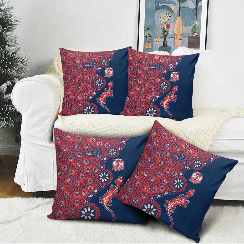 Sydney Roosters NAIDOC Week 2026 Pillow Cover Aboriginal Lizard Dot Painting - 50 Years of Deadly