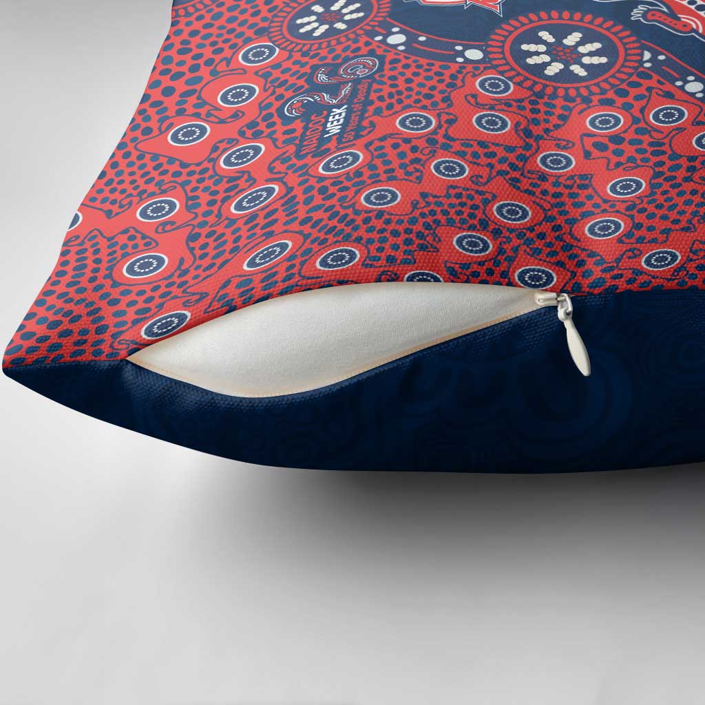 Sydney Roosters NAIDOC Week 2026 Pillow Cover Aboriginal Lizard Dot Painting - 50 Years of Deadly