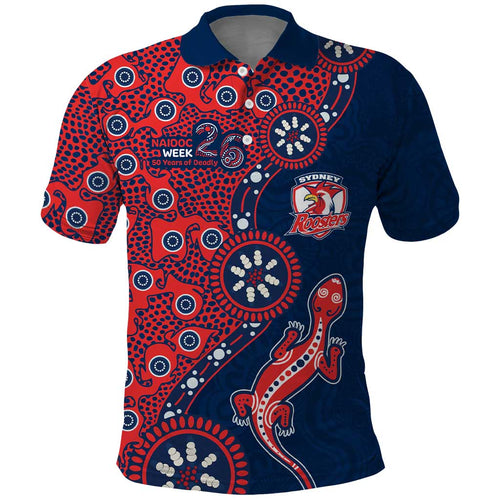 Sydney Roosters NAIDOC Week 2026 Polo Shirt Aboriginal Lizard Dot Painting - 50 Years of Deadly