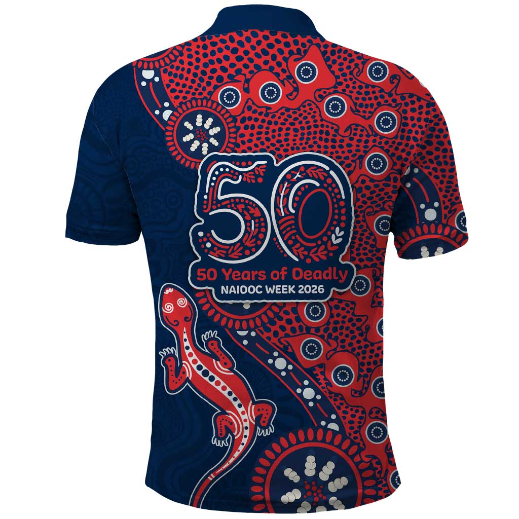 Sydney Roosters NAIDOC Week 2026 Polo Shirt Aboriginal Lizard Dot Painting - 50 Years of Deadly