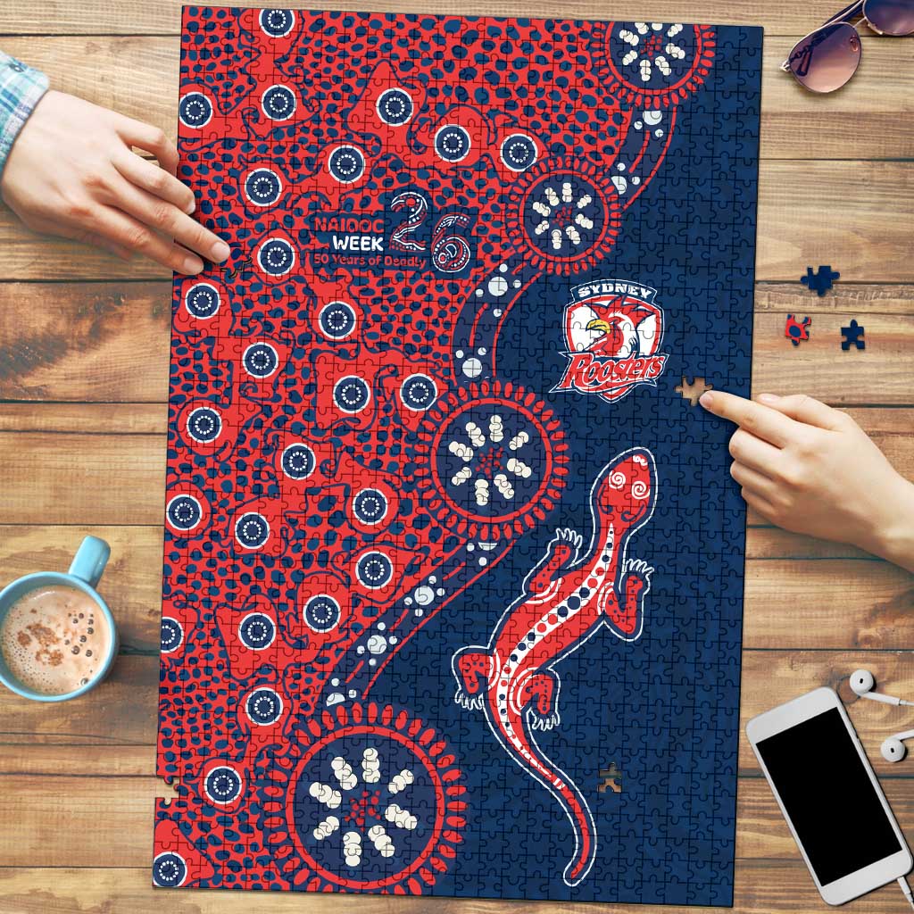 Sydney Roosters NAIDOC Week 2026 Puzzle Aboriginal Lizard Dot Painting - 50 Years of Deadly