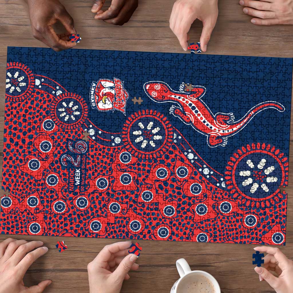 Sydney Roosters NAIDOC Week 2026 Puzzle Aboriginal Lizard Dot Painting - 50 Years of Deadly