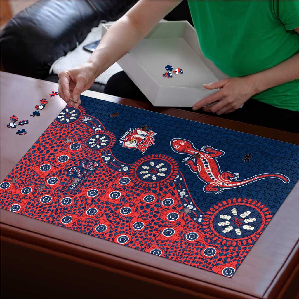 Sydney Roosters NAIDOC Week 2026 Puzzle Aboriginal Lizard Dot Painting - 50 Years of Deadly