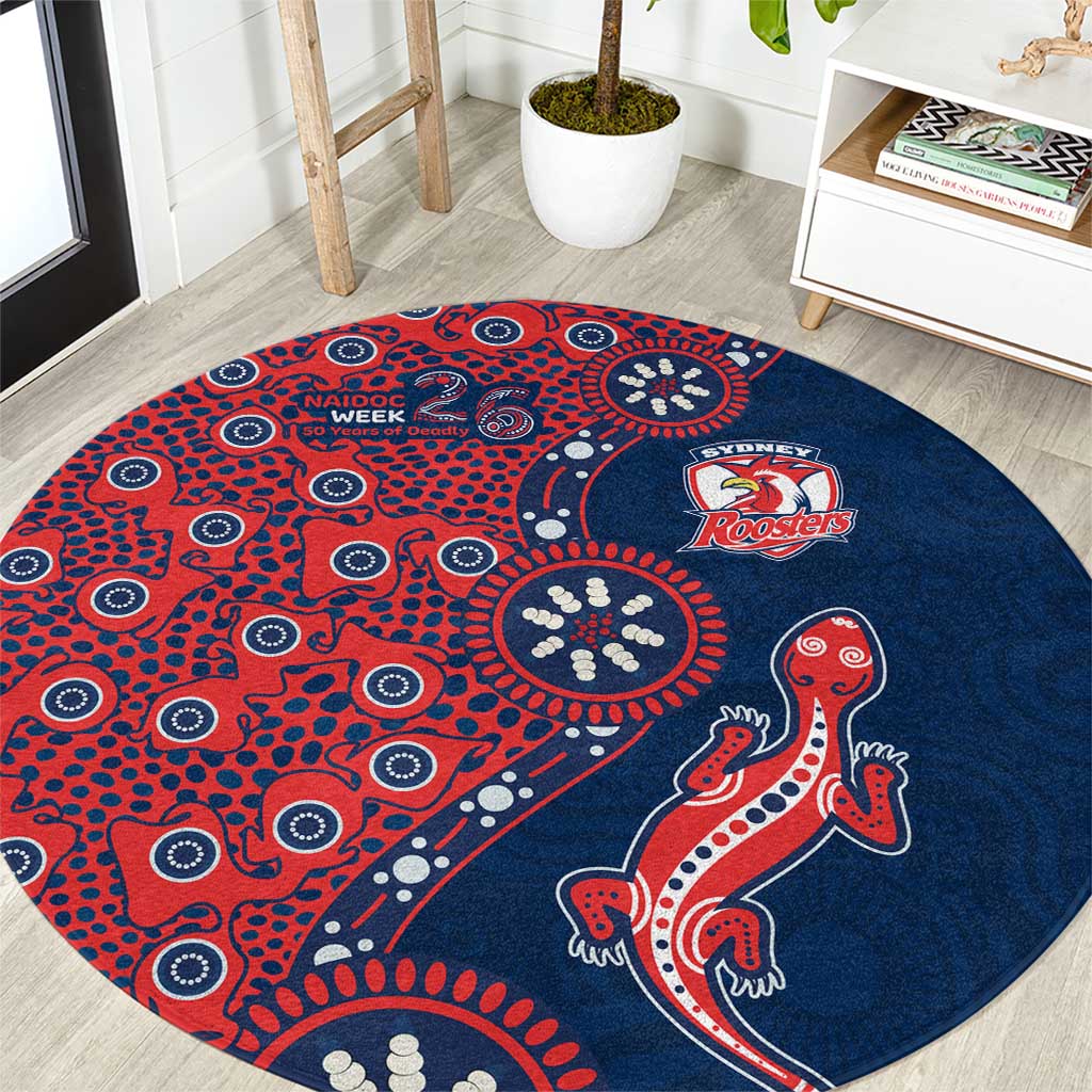 Sydney Roosters NAIDOC Week 2026 Round Carpet Aboriginal Lizard Dot Painting - 50 Years of Deadly