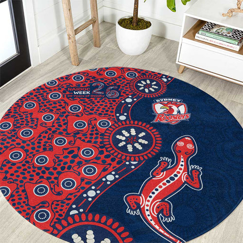 Sydney Roosters NAIDOC Week 2026 Round Carpet Aboriginal Lizard Dot Painting - 50 Years of Deadly