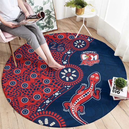 Sydney Roosters NAIDOC Week 2026 Round Carpet Aboriginal Lizard Dot Painting - 50 Years of Deadly