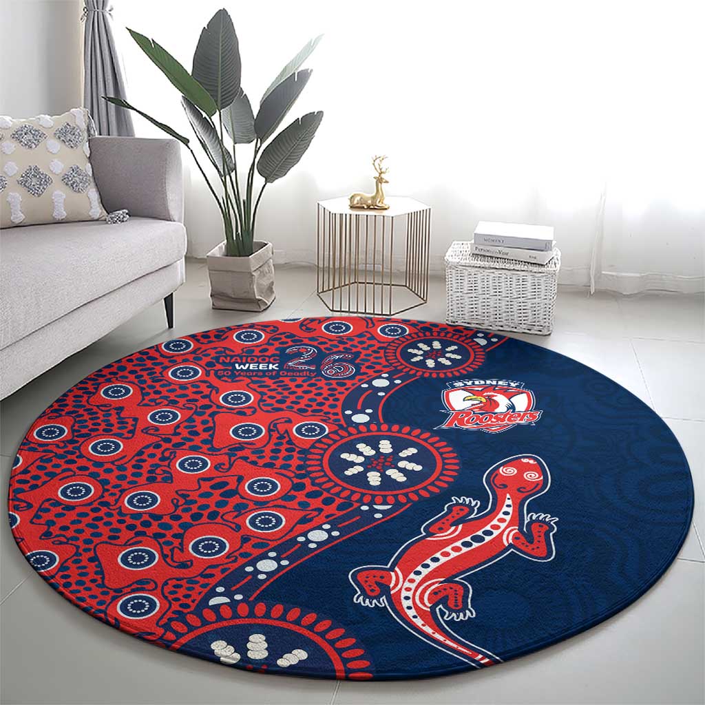 Sydney Roosters NAIDOC Week 2026 Round Carpet Aboriginal Lizard Dot Painting - 50 Years of Deadly
