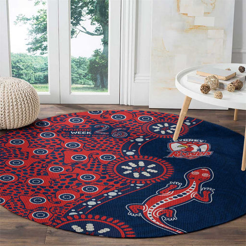 Sydney Roosters NAIDOC Week 2026 Round Carpet Aboriginal Lizard Dot Painting - 50 Years of Deadly