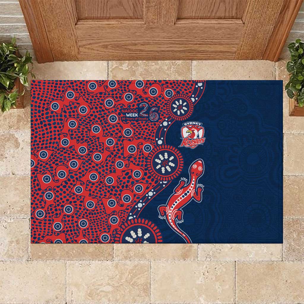 Sydney Roosters NAIDOC Week 2026 Rubber Doormat Aboriginal Lizard Dot Painting - 50 Years of Deadly