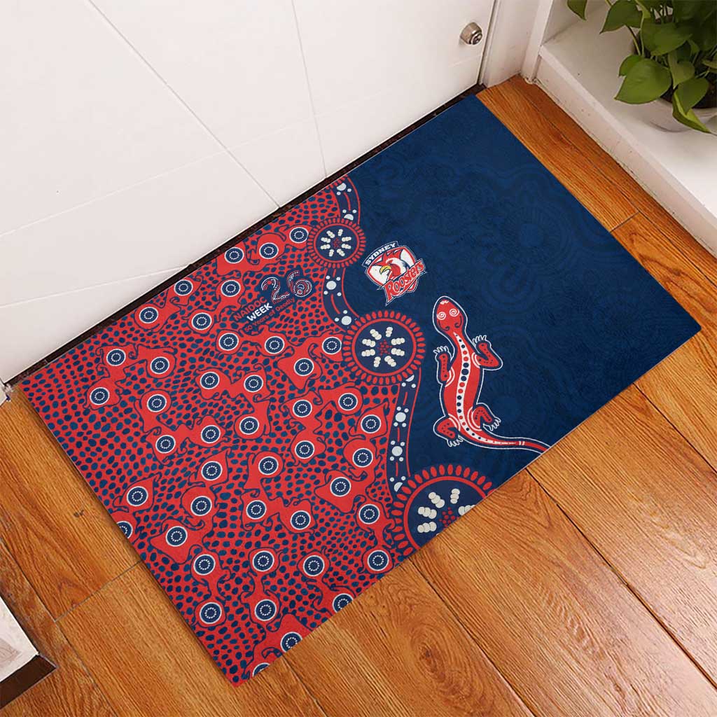 Sydney Roosters NAIDOC Week 2026 Rubber Doormat Aboriginal Lizard Dot Painting - 50 Years of Deadly