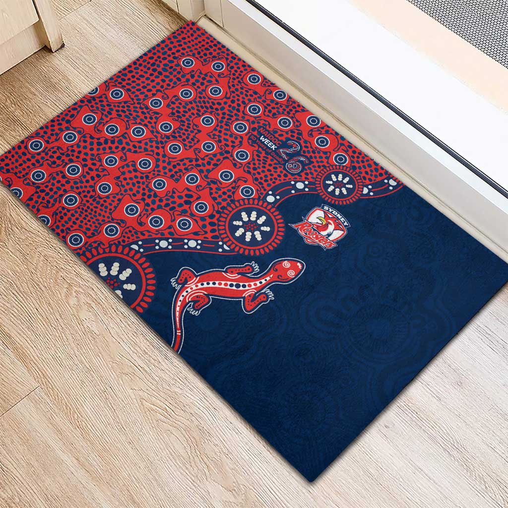 Sydney Roosters NAIDOC Week 2026 Rubber Doormat Aboriginal Lizard Dot Painting - 50 Years of Deadly