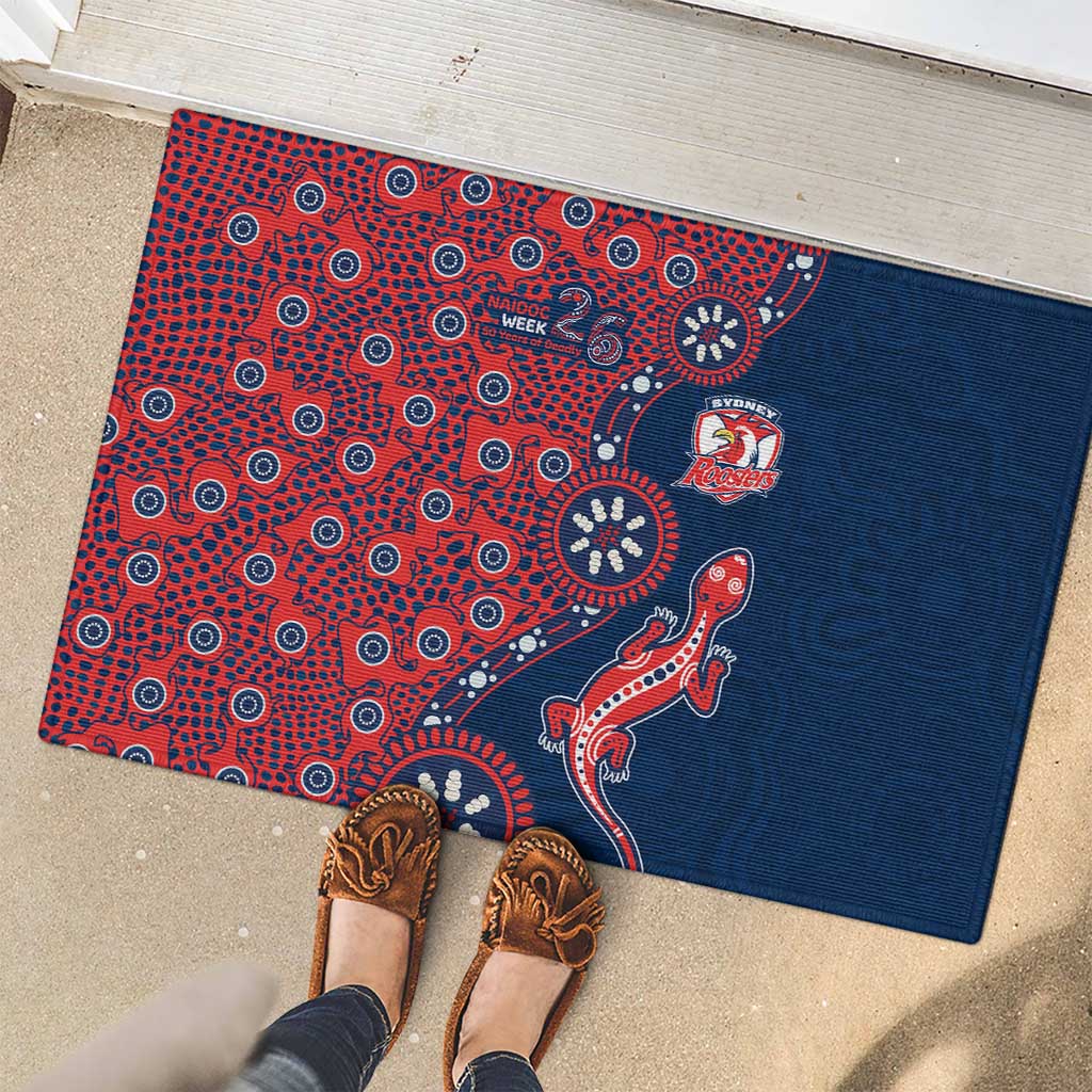 Sydney Roosters NAIDOC Week 2026 Rubber Doormat Aboriginal Lizard Dot Painting - 50 Years of Deadly