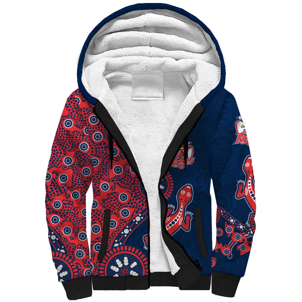 Sydney Roosters NAIDOC Week 2026 Sherpa Hoodie Aboriginal Lizard Dot Painting - 50 Years of Deadly